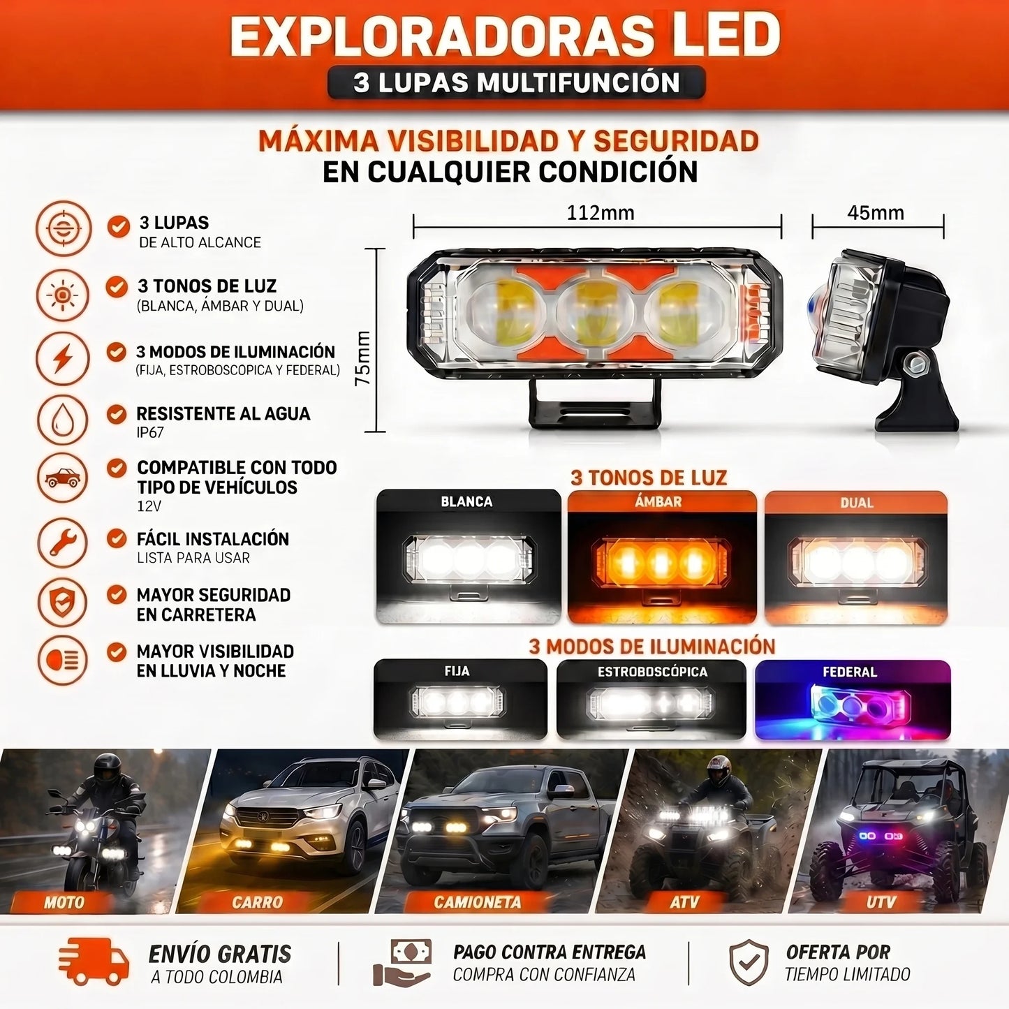 PAR EXPLORADORAS DUAL LED FEDERALES