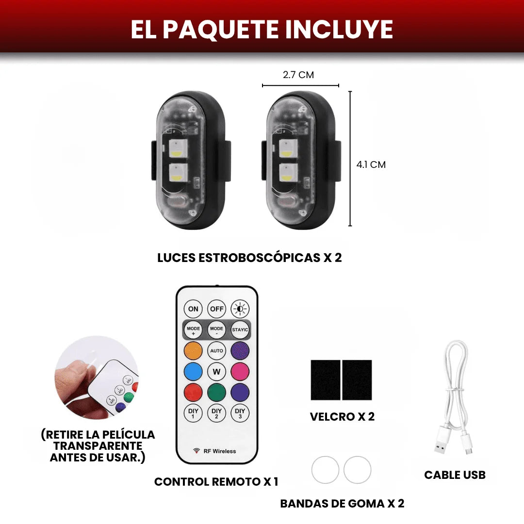 PACK X 2 LUCES LED ESTROBO CON CONTROL REMOTO