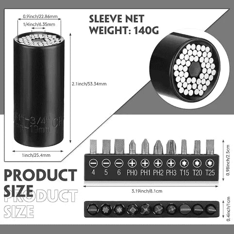 KIT X 32 LLAVES EXTENSORAS PARA TALADROS Y DESTORNILLADORES DE IMPACTO