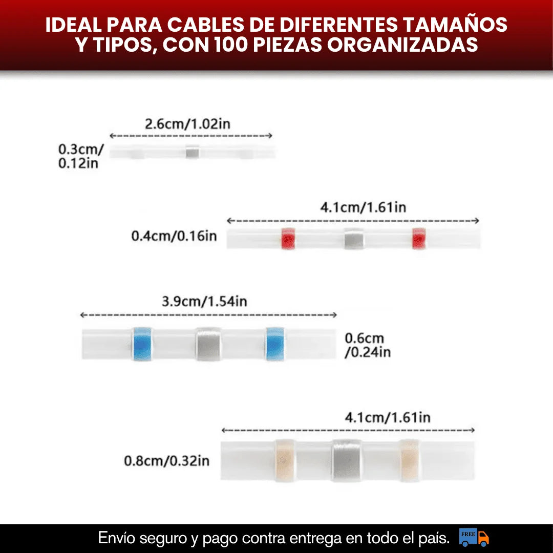 PACK X 100 CONECTORES TERMORETRACTIL