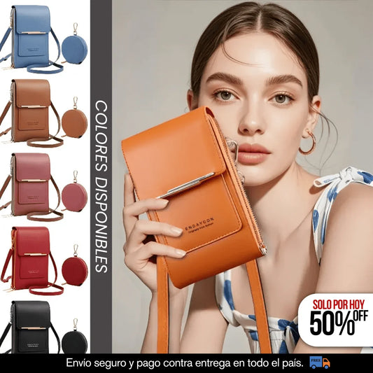 BOLSO BILLETERA PORTA CELULAR VISOR PANTALLA TACTIL