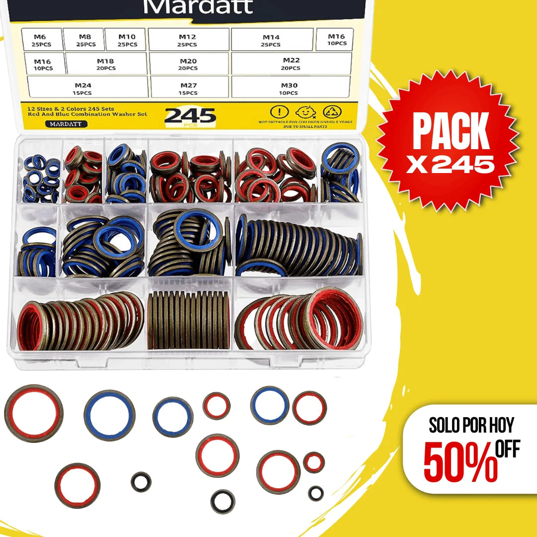 PACK X 245 DE ARANDELAS DE GOMA-METAL