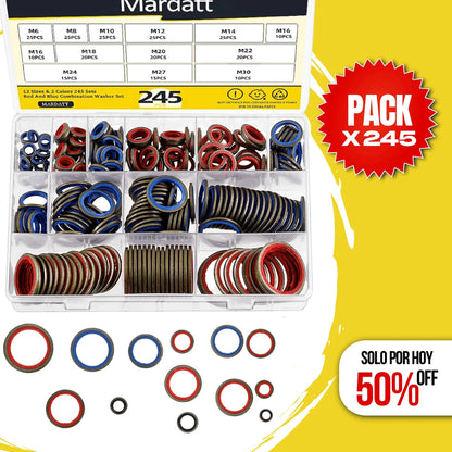 PACK X 245 DE ARANDELAS DE GOMA-METAL