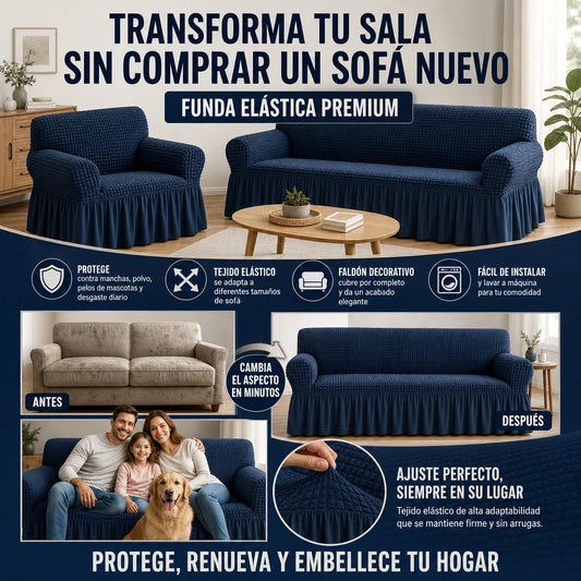 FUNDAS DE SOFA ELASTICA CON FALDON
