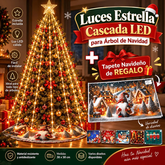 LUZ ESTRELLA CASCADA + TAPETE NAVIDAD