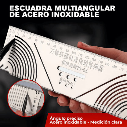 ESCUADRA MULTIANGULAR DE ACERO INOXIDABLE