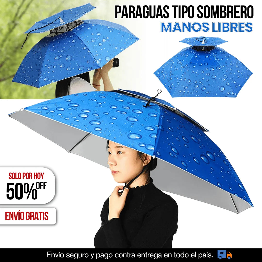 PARAGUAS TIPO SOMBRERO MANOS LIBRES