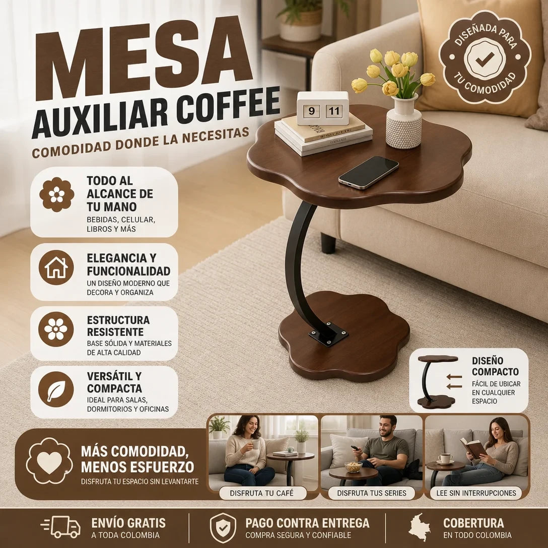 MESA AUXILIAR COFFEE EN FORMA DE FLOR