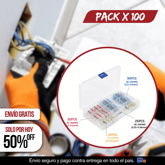 PACK X 100 CONECTORES TERMORETRACTIL