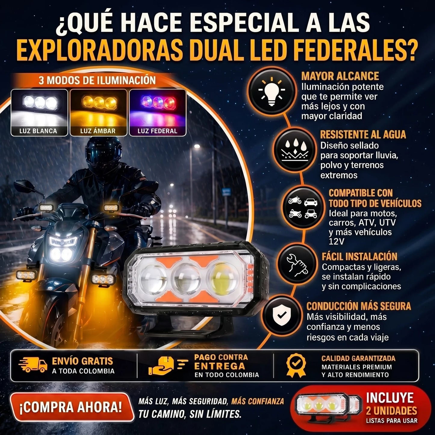 PAR EXPLORADORAS DUAL LED FEDERALES