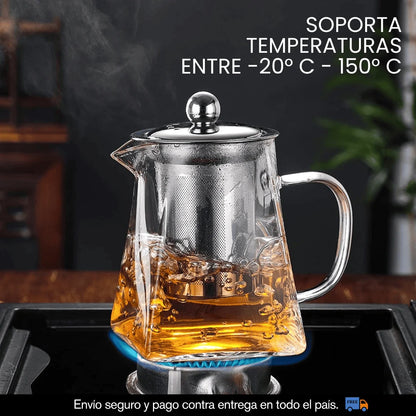 TETERA DE VIDRIO CON INFUSOR DE ACERO