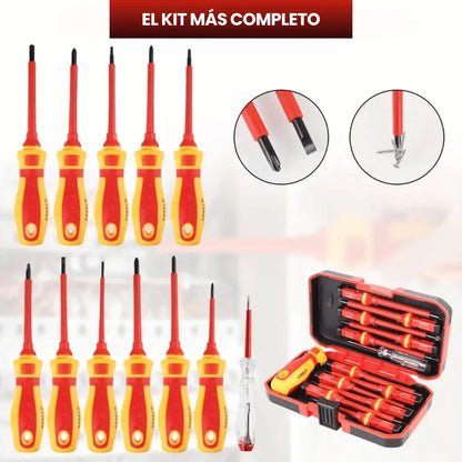 PACK X 13 DESTORNILLADORES DIELÉCTRICOS + PROBADOR DE CORRIENTE