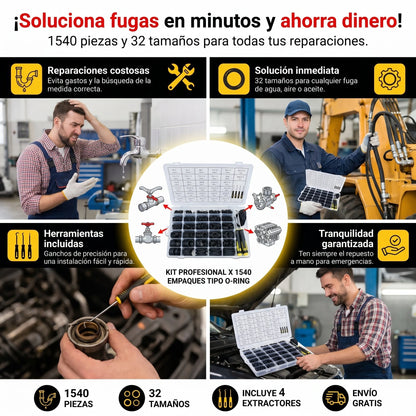 KIT X 1540 DE EMPAQUES TIPO O-RING + GANCHOS EXTRACTORES PICK & HOOK