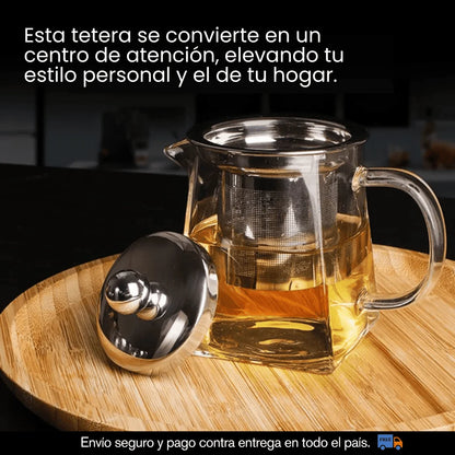 TETERA DE VIDRIO CON INFUSOR DE ACERO