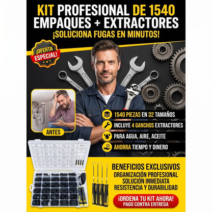 KIT X 1540 DE EMPAQUES TIPO O-RING + GANCHOS EXTRACTORES PICK & HOOK