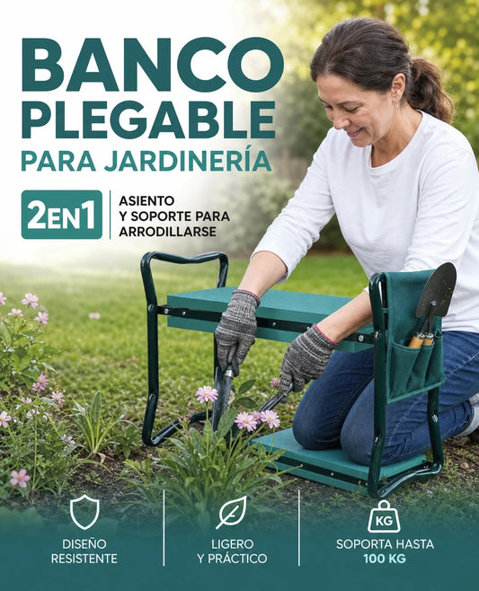 BANCO PLEGABLE PARA JARDINERIA 2 EN 1